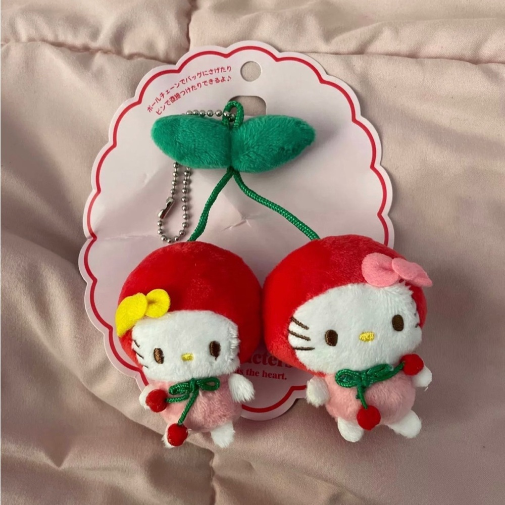 Hello kitty plush cherry keychain